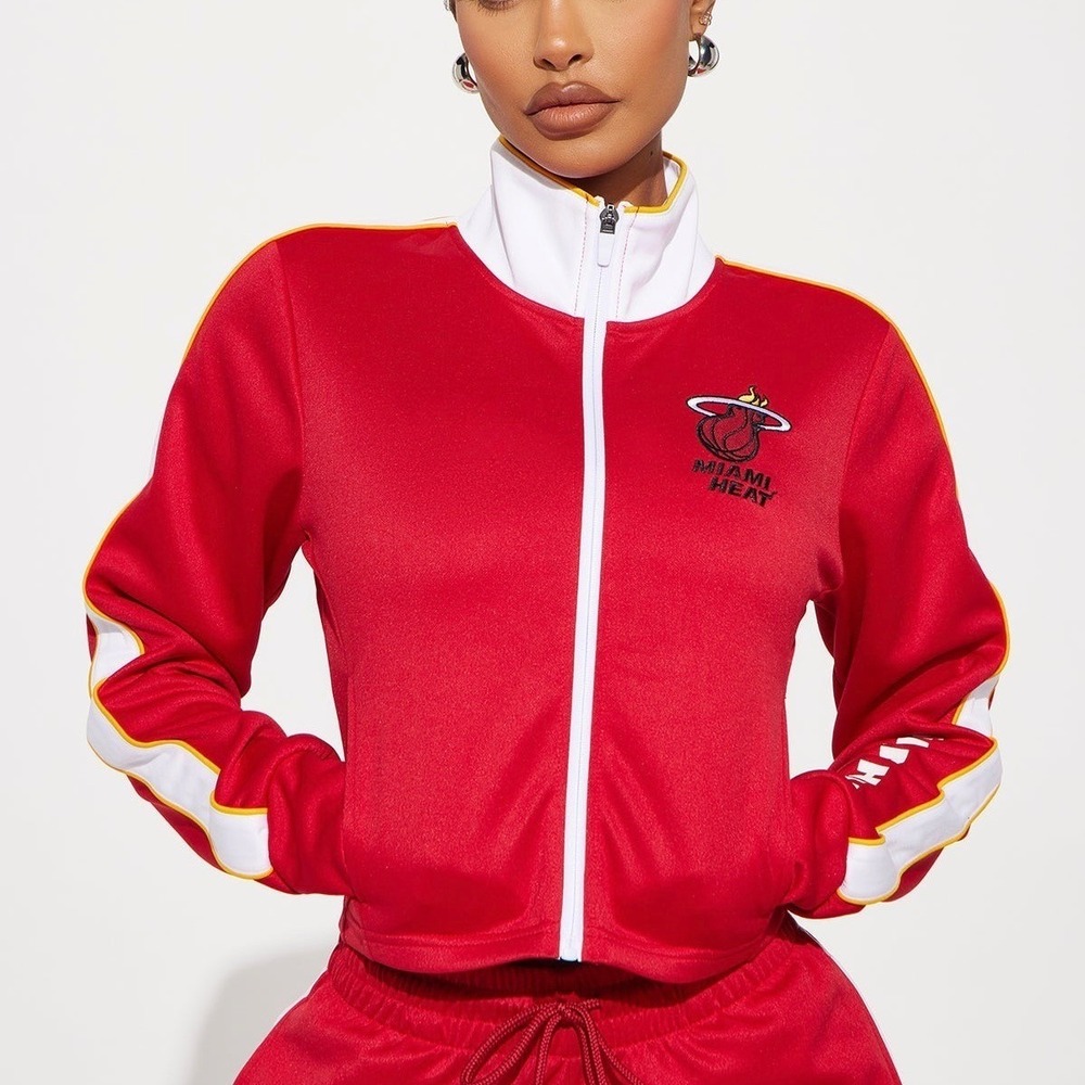 Miami Heat Women XL Red‎ Track Jacket Full Zip Cropped